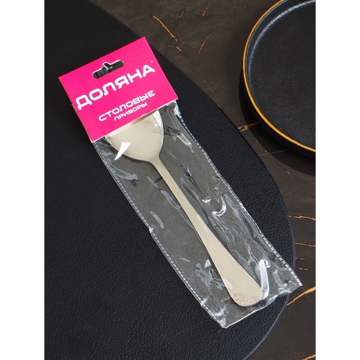 Ложка салатная из нержавеющей стали Доляна, длина 19,8 см, толщина 2,2 мм, 410 сталь, цвет серебряный Ложка салатная из нержавеющей стали Доляна, длина 19,8 см, толщина 2,2 мм, 410 сталь, цвет серебряный