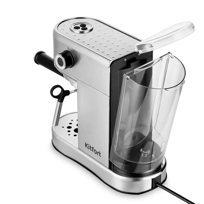 Кофеварка Kitfort КТ-7193, рожковая, 1450 Вт, 1 л, капучинатор, серебристая Кофеварка Kitfort КТ-7193, рожковая, 1450 Вт, 1 л, капучинатор, серебристая