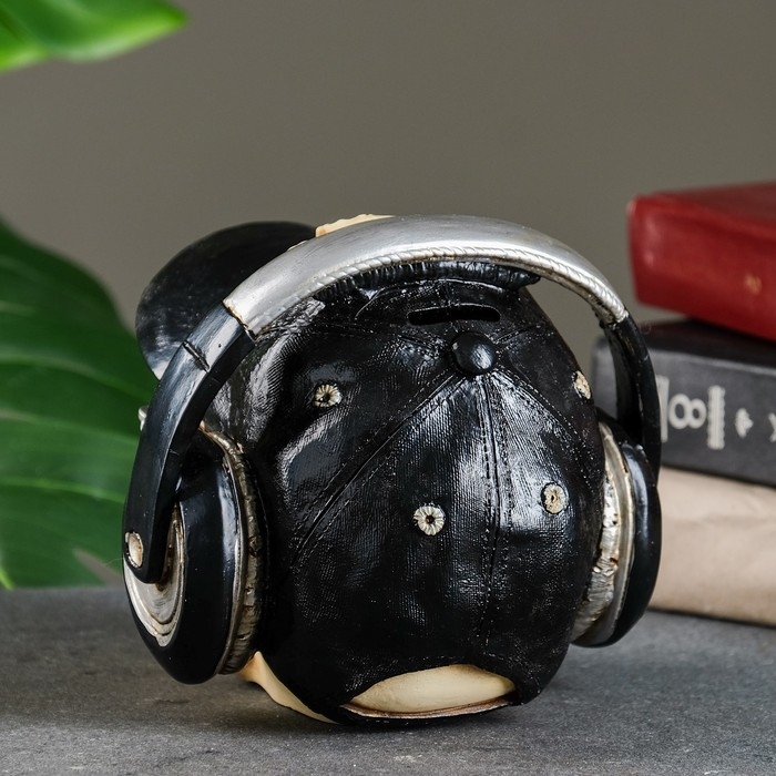 Копилка Копилка "Череп Веселый Роджер" черная кепка, 15,5х16х13см