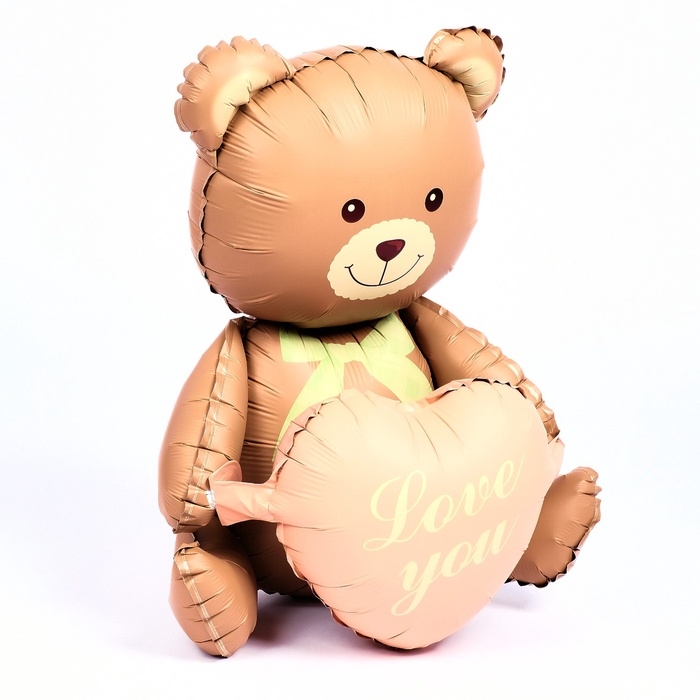 Шар фольгированный 42" &laquo;Медвежонок с розовым сердцем&raquo;, матовый, цвет шоколадный, под воздух