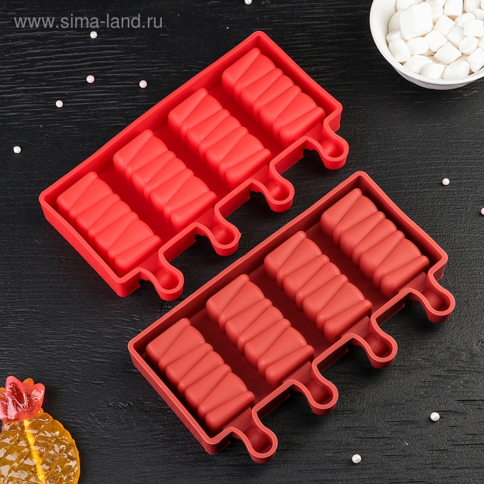 Форма для мороженого «Венеция», силикон, 19,6×11×2,4 см, 4 ячейки, цвет МИКС Форма для мороженого «Венеция», силикон, 19,6×11×2,4 см, 4 ячейки, цвет МИКС