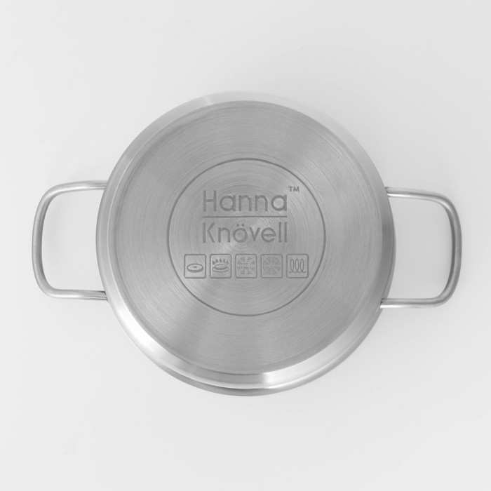 Кастрюля из нержавеющей стали Hanna Knövell, 2 л, d=18 см, h=8 см, толщина стенки 0,6 мм, металлическая крышка, индукция Кастрюля из нержавеющей стали Hanna Knövell, 2 л, d=18 см, h=8 см, толщина стенки 0,6 мм, металлическая крышка, индукция