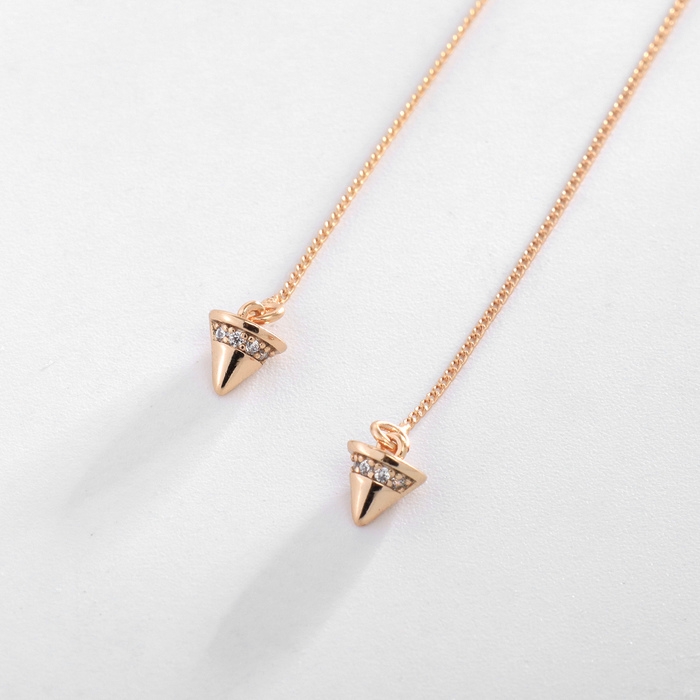 Серьги висячие со стразами XUPING протяжки, искры, цвет белый в розовом золоте Серьги висячие со стразами XUPING протяжки, искры, цвет белый в розовом золоте