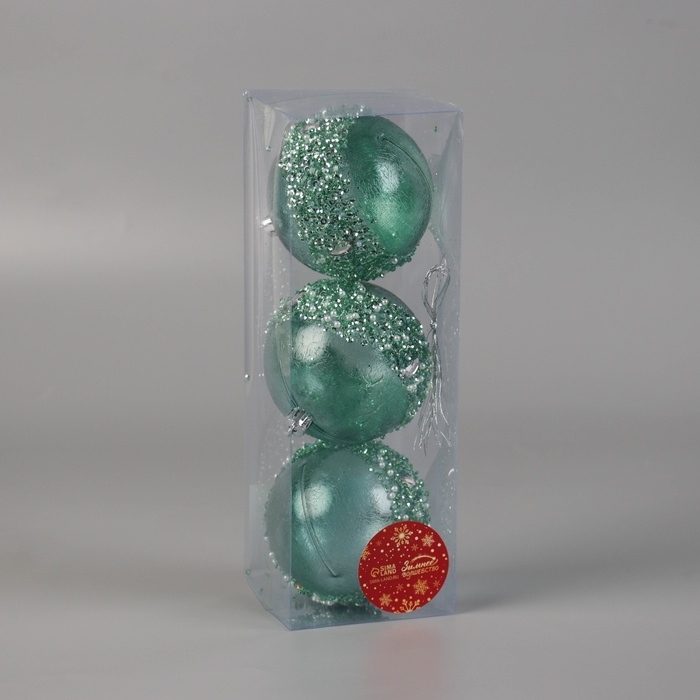 Набор шаров пластик d-8 см, 3 шт Набор шаров пластик d-8 см, 3 шт "Эйдонс" зелёный