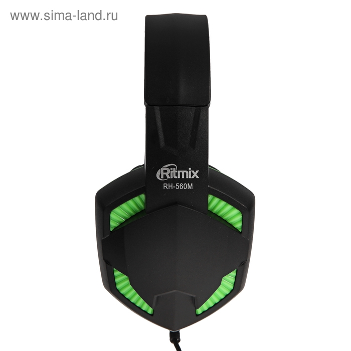 Наушники Ritmix RH-560M Gaming, игровые, полноразмерные,микрофон,3.5мм, 1.8 м, черно-зеленые Наушники Ritmix RH-560M Gaming, игровые, полноразмерные,микрофон,3.5мм, 1.8 м, черно-зеленые
