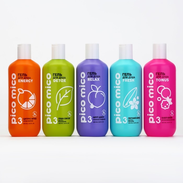 Гель для душа, экстра-питание, 400 мл, аромат летнего бриза, PICO MICO Гель для душа, экстра-питание, 400 мл, аромат летнего бриза, PICO MICO