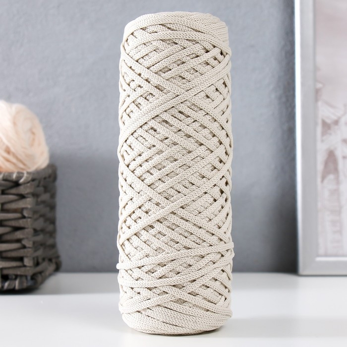 Шнур для вязания 100% полиэфир, ширина 3 мм 100м (айвори) Шнур для вязания 100% полиэфир, ширина 3 мм 100м (айвори)