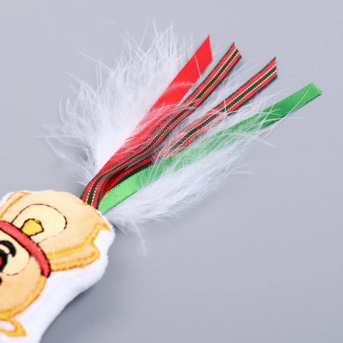 Новый год. Дразнилка-удочка для кошек с бубенчиком "Красный нос", 40 см