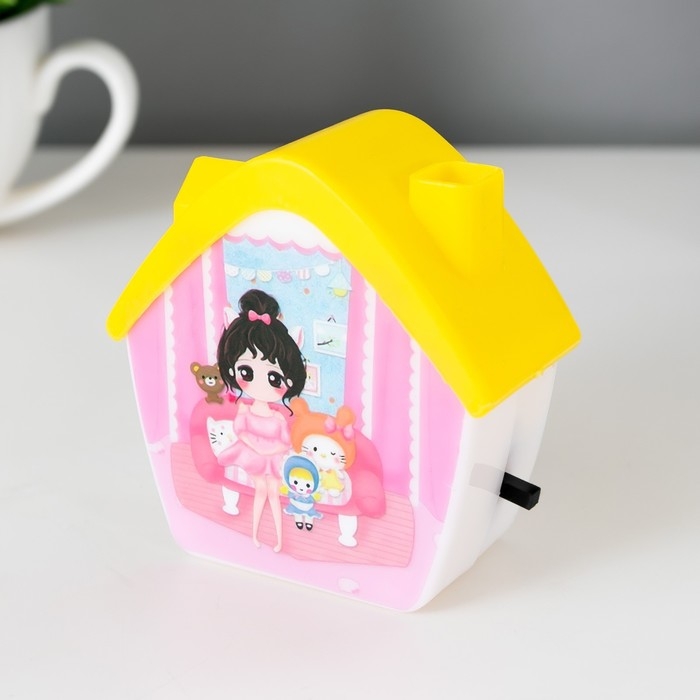 Ночник Ночник "Домик" LED от сети 220В белый бело-зеленый 7х7х7 см, МИКС RISALUX