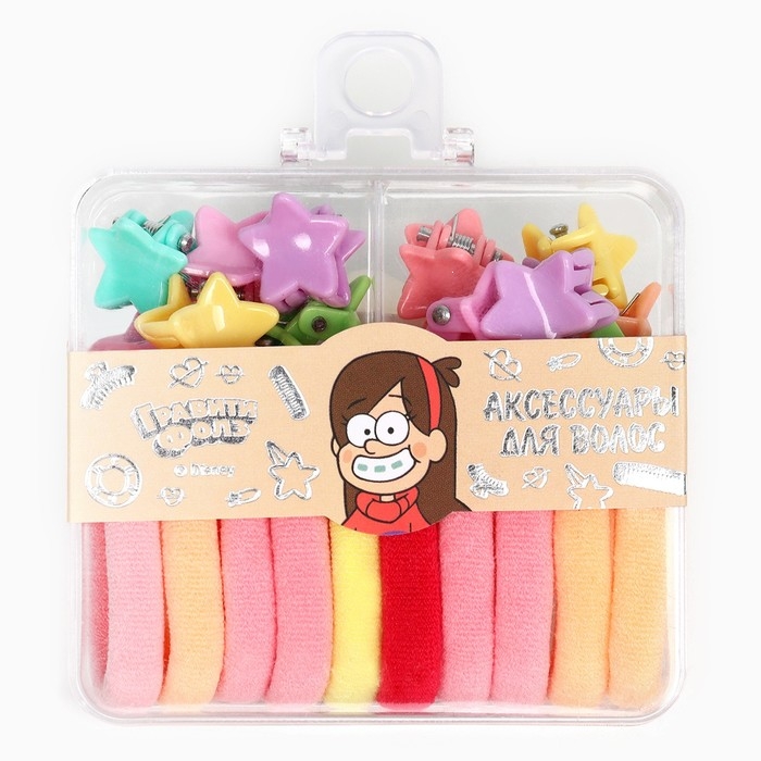 Набор подарочный, резинка для волос 10 шт, заколка крабик 12 шт, Гравити Фолз Набор подарочный, резинка для волос 10 шт, заколка крабик 12 шт, Гравити Фолз