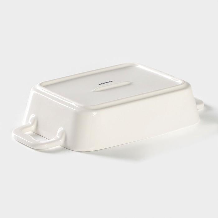 Форма для запекания из жаропрочной керамики Доляна «Долли», 900 мл, 27,5×15,5×5,3 см (с ручками), 20,5×15,5×5 см (без ручек), цвет белый Форма для запекания из жаропрочной керамики Доляна «Долли», 900 мл, 27,5×15,5×5,3 см (с ручками), 20,5×15,5×5 см (без ручек), цвет белый