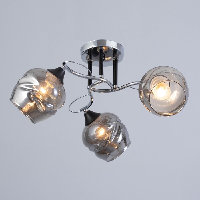 Люстра Люстра "Миллениум" 3х60Вт Е27 Хром, чёрный 56х56х23см