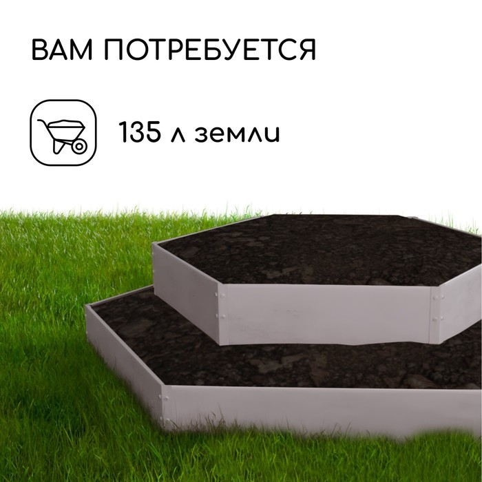 Клумба оцинкованная, 2 яруса, d = 60–100 см, высота бортика 30 см, серая, Greengo