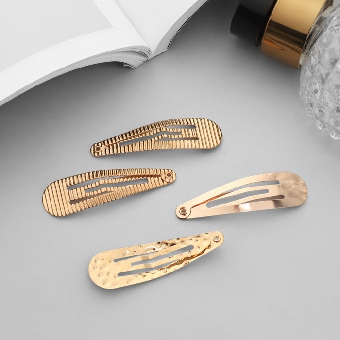 Невидимка для волос  Невидимка для волос "Ажурная" (набор 6 шт) ассорти, 5 см, золото