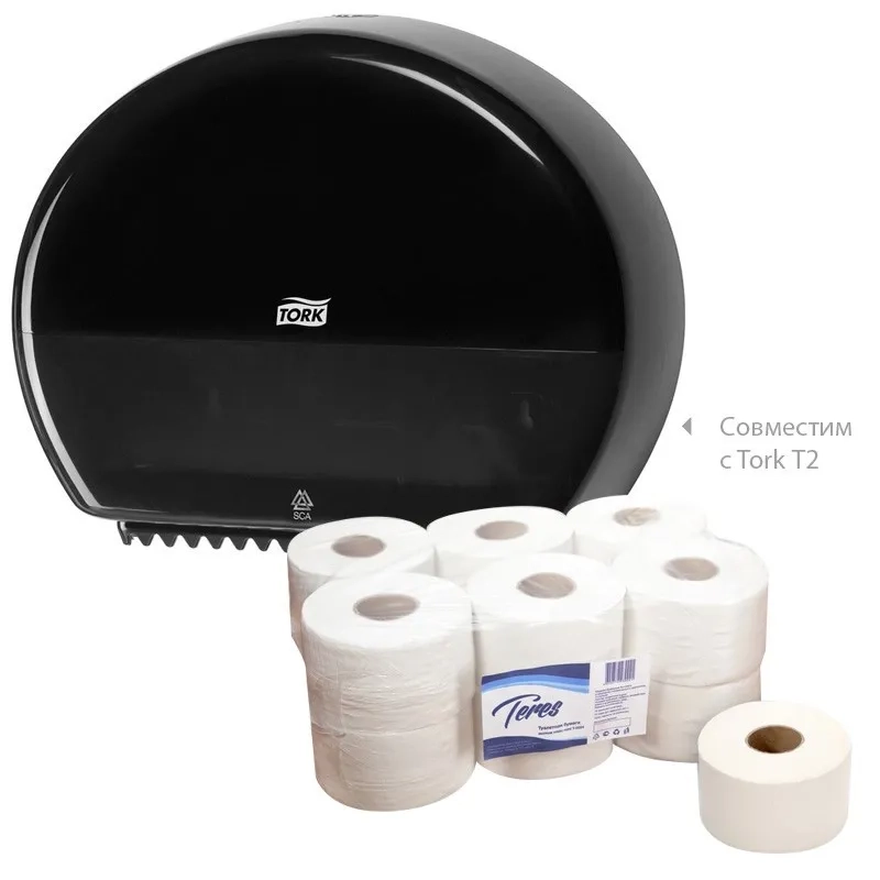 Бумага туалетная д/дисп Терес Эконом мини 1сл бел втор 200м 12рул/уп_T-0024