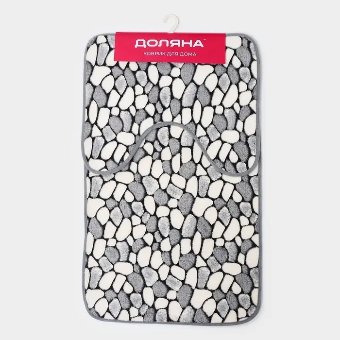 Коврики для ванной и туалета Доляна &laquo;Галька&raquo;, 2 шт., 40&times;49 см, 50&times;80 см