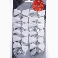 Ёлочные игрушки 12 шт. &laquo;Зимнее волшебство. Бант&raquo; пластик, 5.5&times;5 см, серебристо-белый