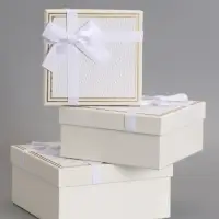 Набор подарочных коробок 3 в 1, квадратные, белый, 19&times;19&times;9.8; 17&times;17&times;8; 15&times;15&times;6.5 см