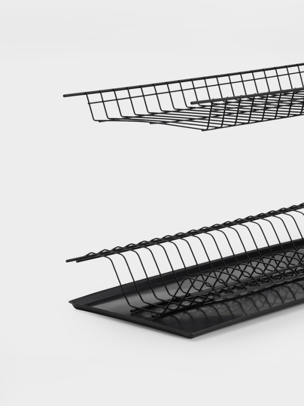 Сушилка для посуды с поддоном для шкафа 60 см, 56.5×25.6 см, чёрная