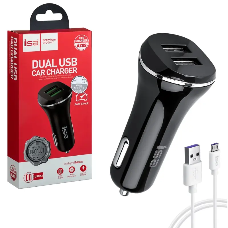 * АЗУ AZ-08 USB на Micro USB + 2 USB 2.1A ISA черное * АЗУ AZ-08 USB на Micro USB + 2 USB 2.1A ISA черное