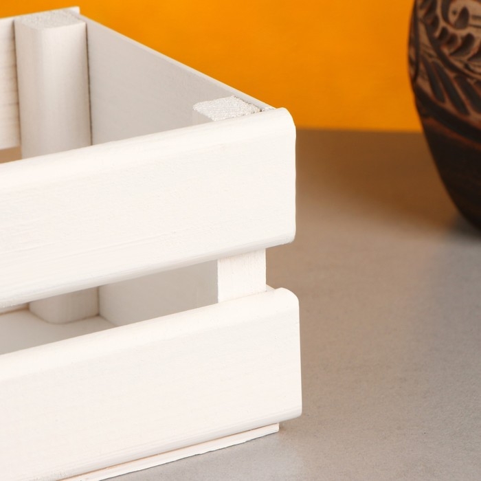 Кашпо деревянное 12×11×9 см  Кашпо деревянное 12×11×9 см "Однушка Лайт", двухреечное, белый Дарим Красиво