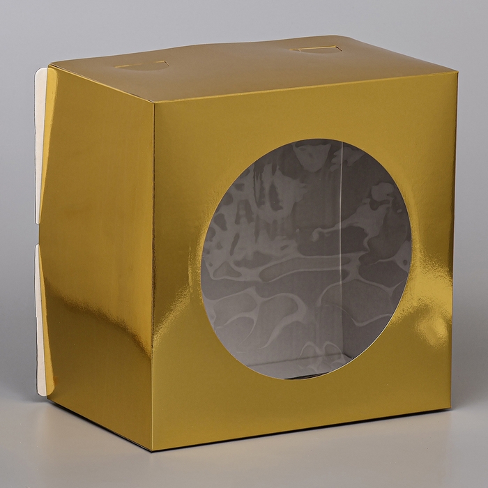 Кондитерская упаковка с окном, золотой, 30 х 30 х 19 см Кондитерская упаковка с окном, золотой, 30 х 30 х 19 см