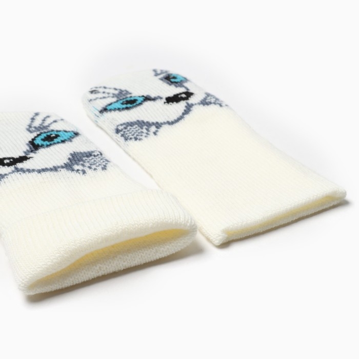 Варежки женские, цвет белый, размер 18 Варежки женские, цвет белый, размер 18