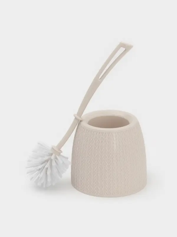 Ёршик для унитаза &laquo;Вязаное плетение&raquo;, 15&times;15&times;37 см, с подставкой, бежевый