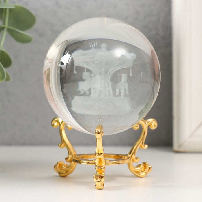 Сувенир стекло  Сувенир стекло "Карусель" d=6 см ажурная подставка 8,5х6х6 см