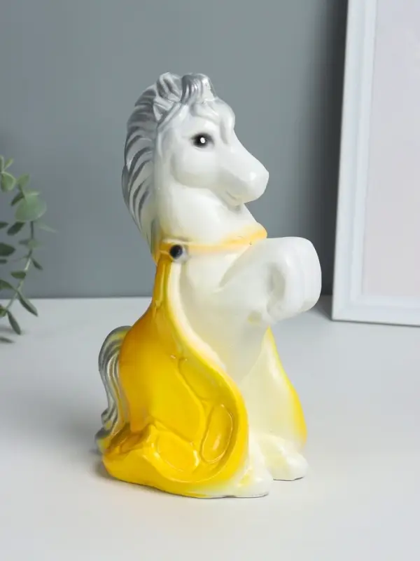 Копилка "Лошадка с попоном" высота 25 см, белый