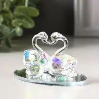 Фигурка стекло &laquo;Лебеди с бриллиантом&raquo;, прозрачная голография, 6.5&times;6&times;5 см
