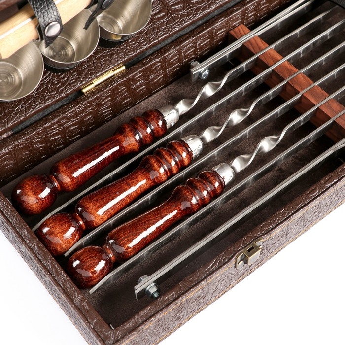 Набор с шампурами подарочный  Набор с шампурами подарочный "Элит-X" в коробке из эко-кожи №7