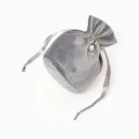Набор мешочков бархатных с бусиной 25 шт. 13&times;9 см, серый