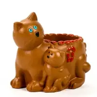 Декоративное кашпо для цветов &laquo;Кошка с котёнком&raquo;, 50 мл, 9&times;6.5&times;8 см, гипс
