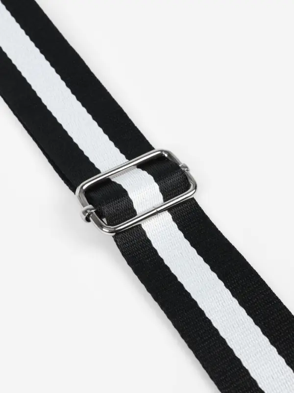 Ручка для сумки, стропа с кожаной вставкой, 140&times;3.8 см, чёрная, белая