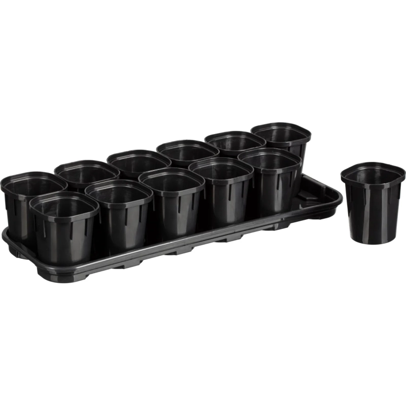 Набор горшков для выр.рассад.InGreen Smart Solution с поддон.12х200мл оникс