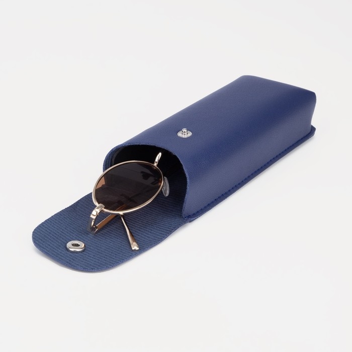 Футляр для очков на кнопке, длина 16 см, цвет синий Футляр для очков на кнопке, длина 16 см, цвет синий