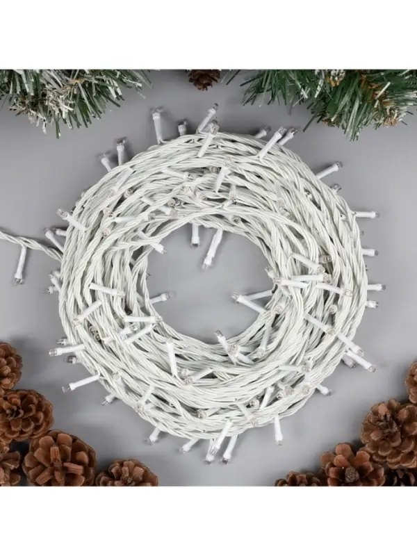 Гирлянда &laquo;Нить&raquo; 20 м, IP20, белая нить, 200 LED, свечение фиолетовое, 8 режимов, 220 В