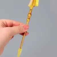 Щёточка для макияжа ресниц и бровей, 2в1, 18.5 см, золотистый