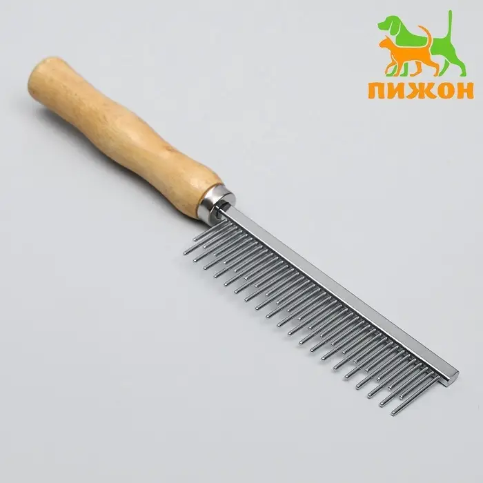 Расчёска-разнозуб Wood, 20&times;3 см, с деревянной ручкой