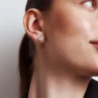 Серьги со стразами &laquo;Сияние&raquo; круг, цвет серебро