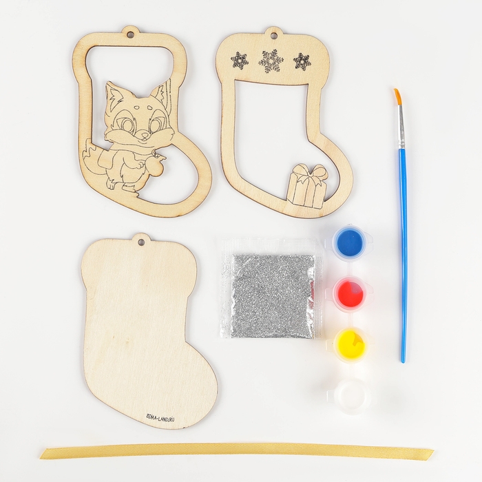 Ёлочная подвеска из дерева своими руками на новый год «Носок», новогодний набор для творчества Ёлочная подвеска из дерева своими руками на новый год «Носок», новогодний набор для творчества