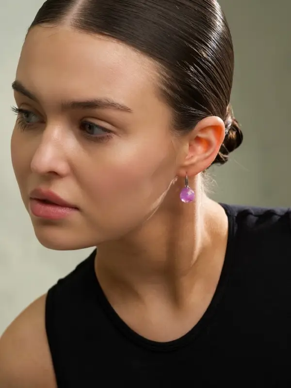 Серьги с поталью &laquo;Шарик&raquo;, МИКС в серебре