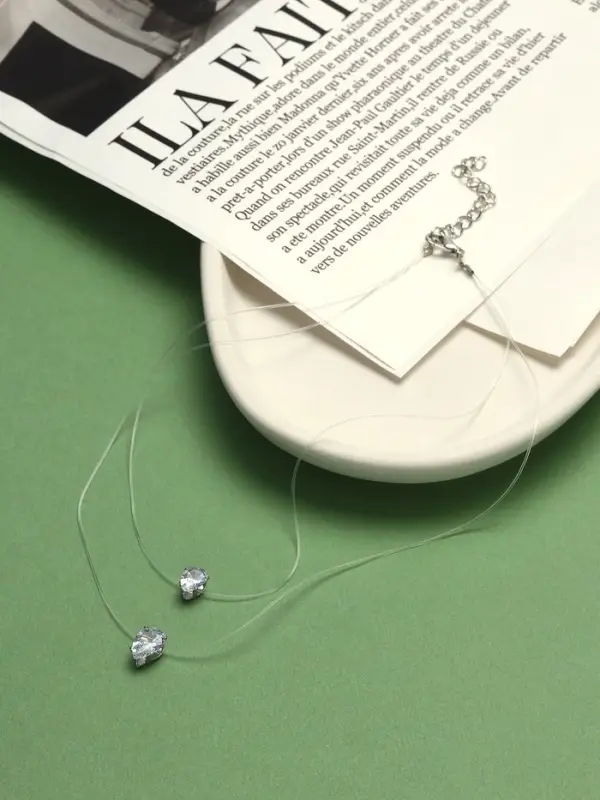 Кулон на леске &laquo;Двойная слеза&raquo;, белый в серебре, 40 см