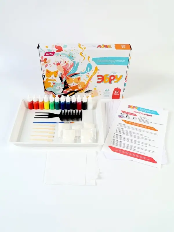 Набор для рисования на воде эбру, 12 цветов, А4