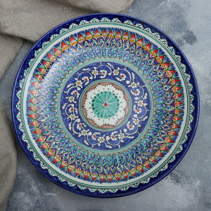 Ляган Риштанская Керамика  Ляган Риштанская Керамика "Узоры", 42 см, синий микс