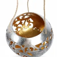 Подсвечник подвесной из кокоса, 10-12 см, серебристый