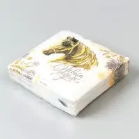 Салфетки бумажные «Золотая лошадь», однослойные, 24×24 см, набор 20 шт.