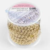 Бусы на нитях, 4 мм, 9&plusmn;1 м, цвет золотой