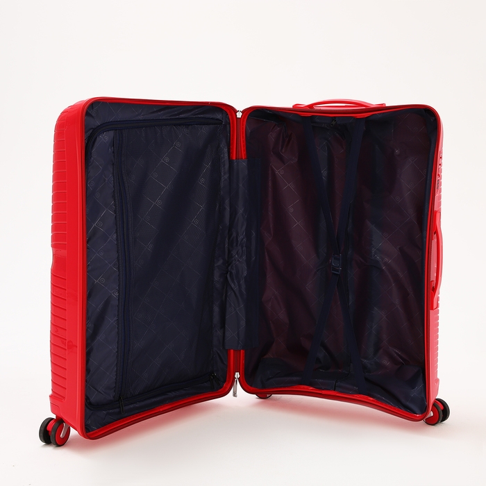 Чемодан большой 100 л (L), отдел на молнии, кодовый замок, 4 колеса, цвет красный Чемодан большой 100 л (L), отдел на молнии, кодовый замок, 4 колеса, цвет красный